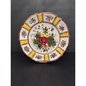 Vintage Italian DERUTA Majolica Pottery Serving or Wall Plate 12”Chipped On Edge